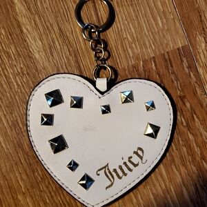 Juicy Couture White Heart Keychain with Square Studs